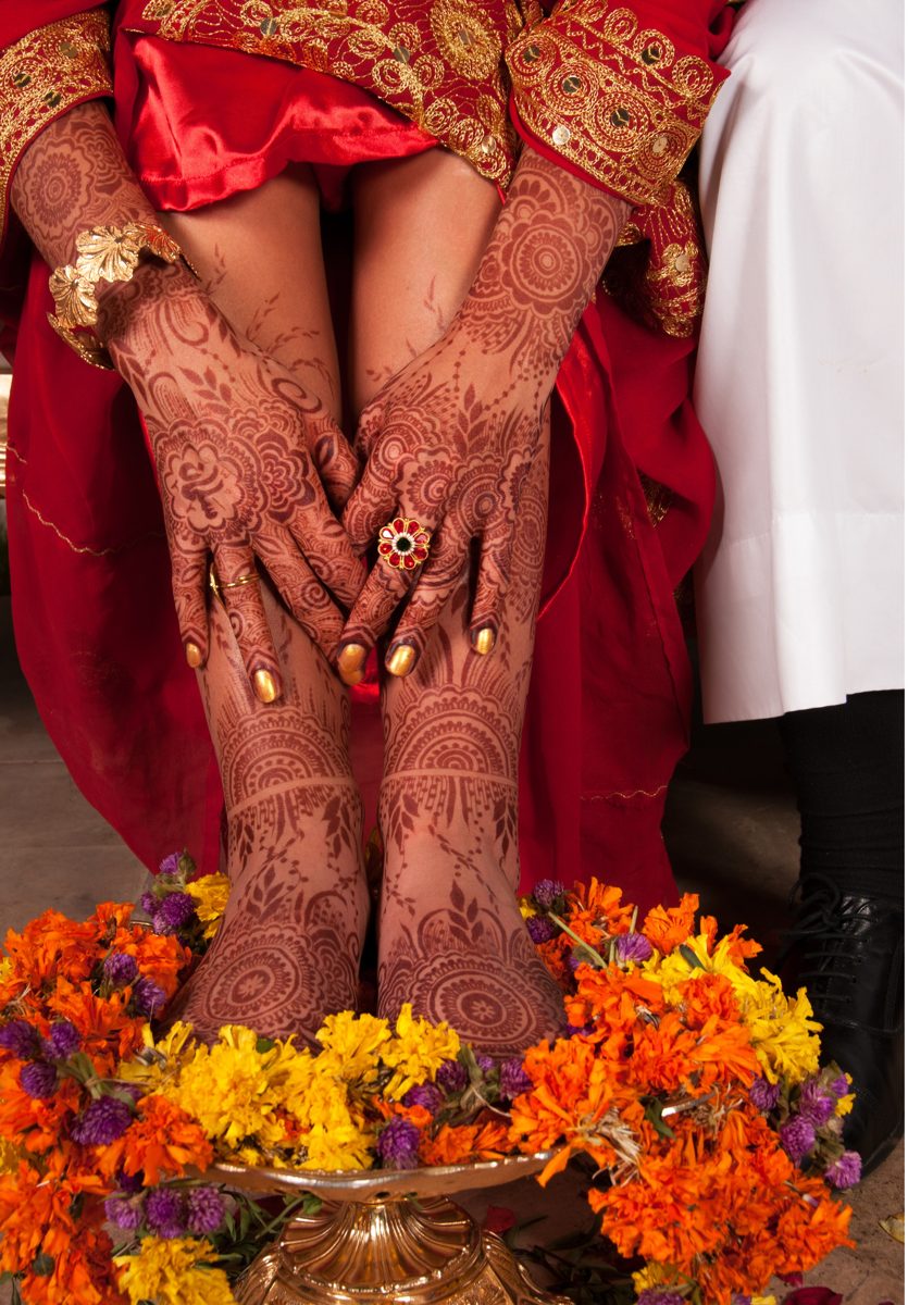 Traditional red with gold detail